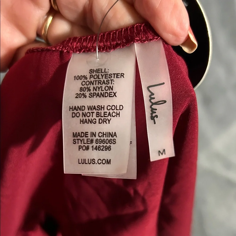 NWT Lulu's Burgundy Lace Trim Pajama Set